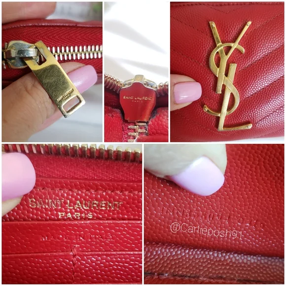 Authentic Pre-owned Yves Saint Laurent Grain De Poudre Zip Around Wallet - Picture 15 of 16